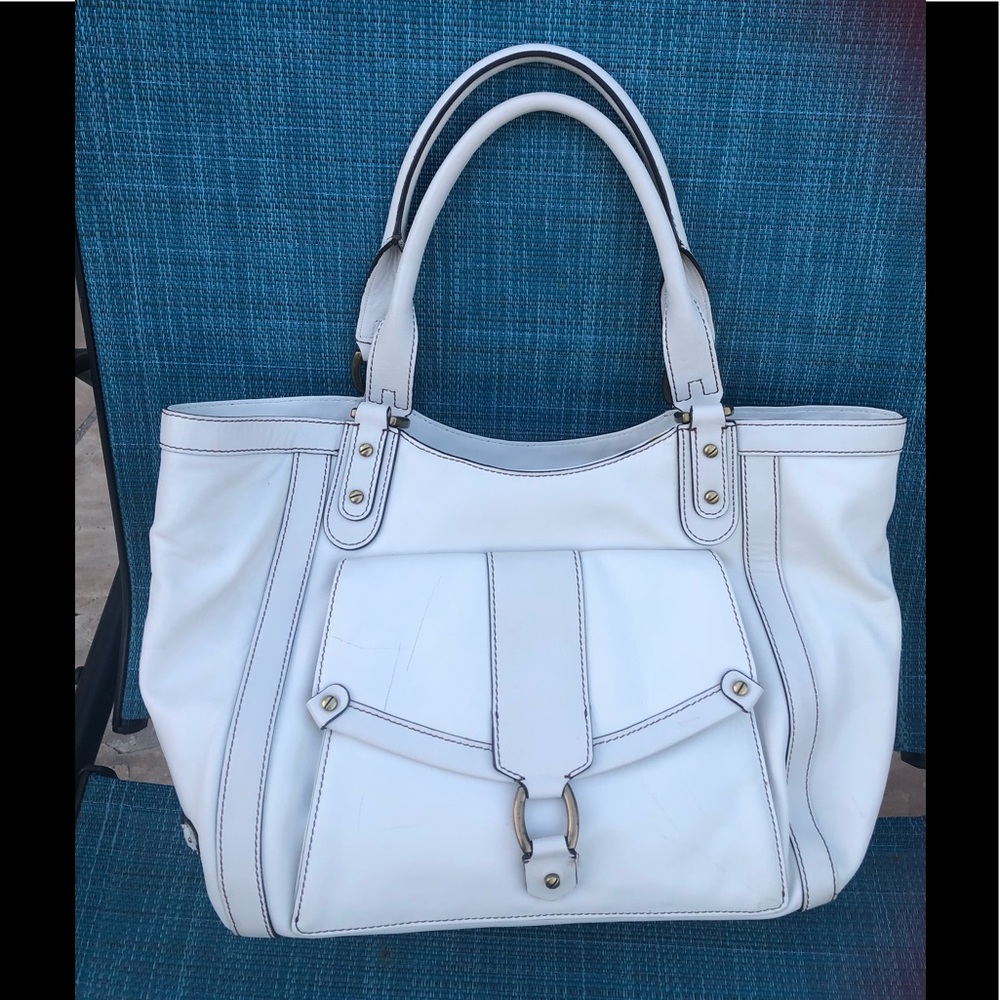 COLE HAAN white soft leather shoulder bag